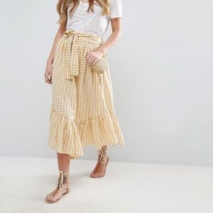 ASOS Yellow Gingham Midi Skirt